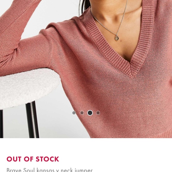 Brave Soul Women's Dusty Pink V-Neck Sweater - Picture 1 of 5